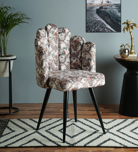 Freddy Lounge Chair In Velvet Fabric Living Room Armless Accent Chair with Floral Pattern