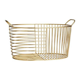 Metal Wire Gold Plated Storage Basket Kitchen Decorative Fruit Vegetable Kitchen Organizer