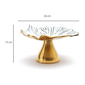 Decorative Handmade Floral Metal White Gold Plated Bowl Cake Stand Cup Cake