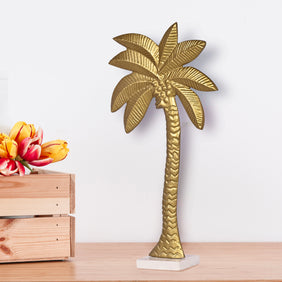 Decorative Marble Based Cast Metal Palm Tree Shaped showpiece for Your Showcase